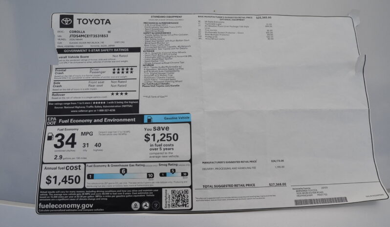 2026 TOYOTA COROLLA SE full